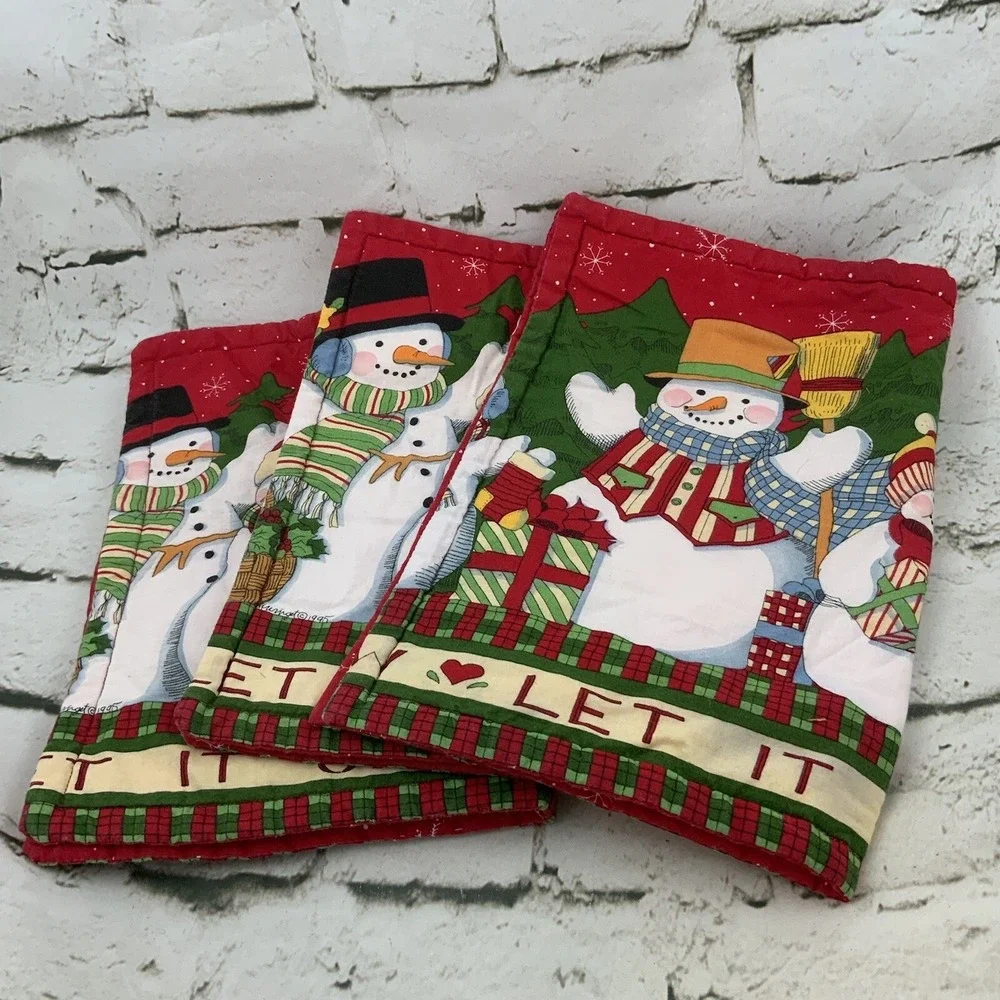 Vintage Christmas‎ Placemats Let It Snow Snowmen Lot Of 3